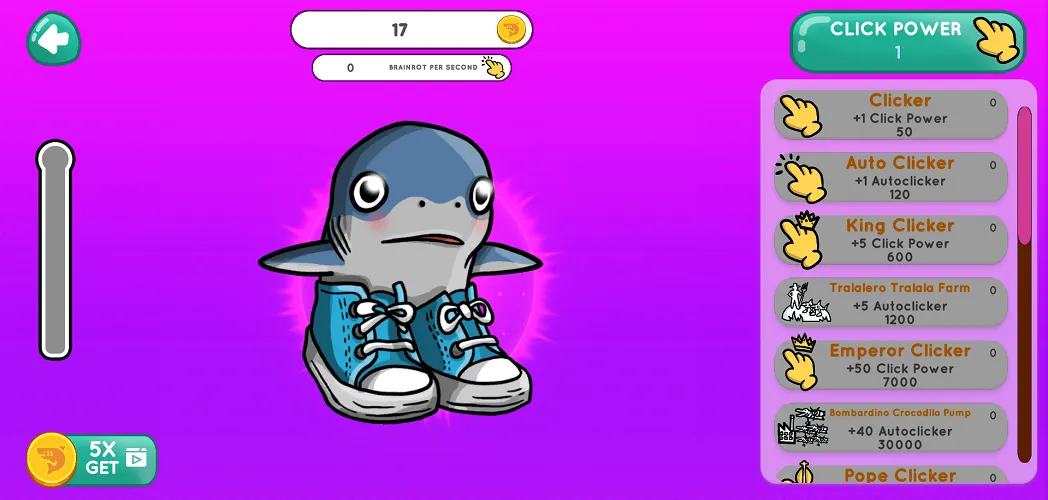 Italian Brainrot Baby Clicker Stage 1 - First Character Italian Brainrot Baby Clicker Starting Character - The Iconic Shark
