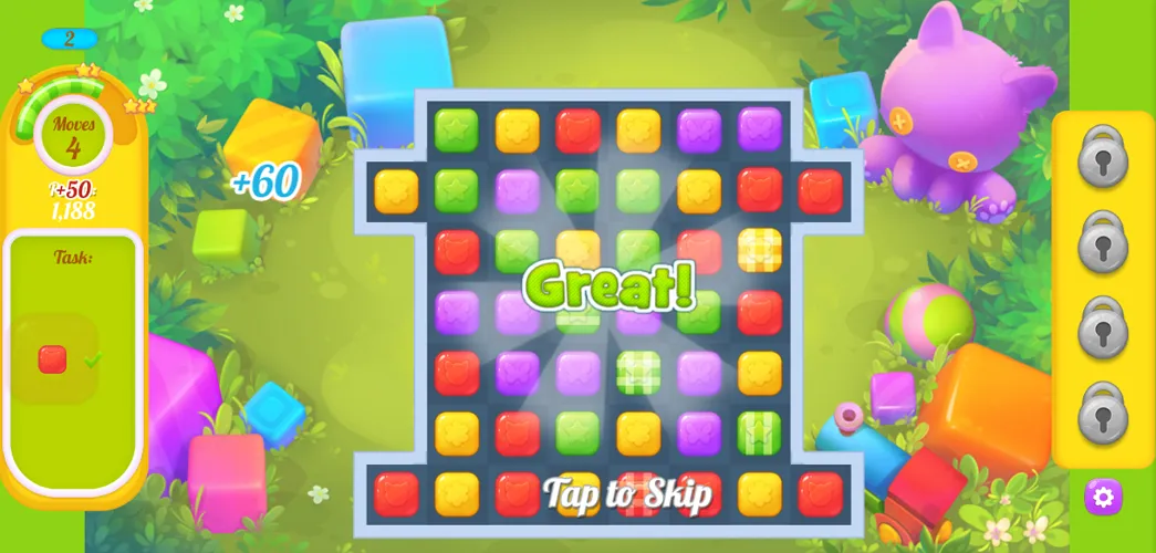 Toy Match 3 - Level Complete Toy Match 3 Victory - Achieve Your Goal